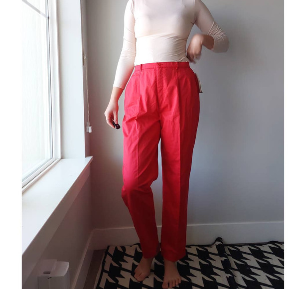 Vintage Red Pleated Tapered Pants, Deadstock Sport Cotton Levi's - Picture 4 of 9